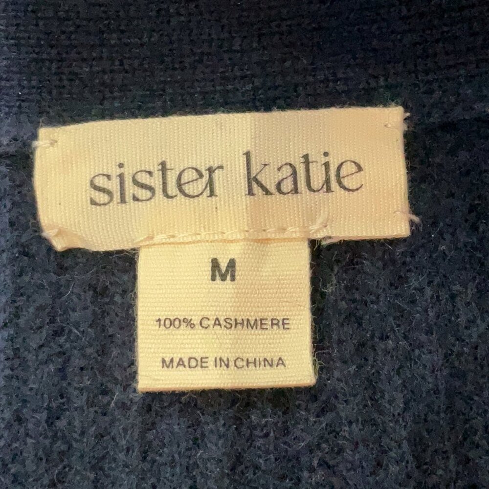 Sister Katie Cameron Short Sleeved Cashmere Cardigan Navy Blue Medium - Picture 4 of 4